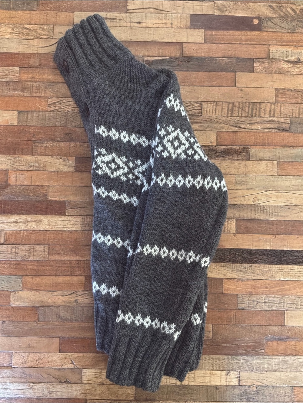 H&M Dark Gray Fair Isle Zip-Neck Knit Sweater - Picture 7 of 8